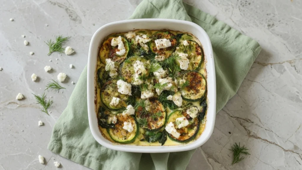 Zucchini Spinach Feta Casserole