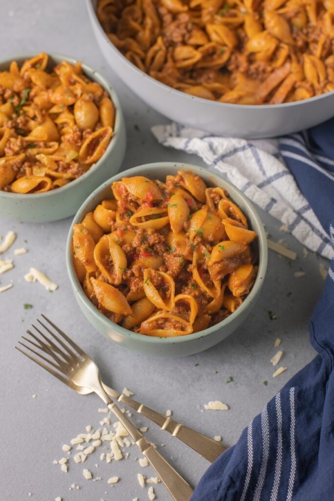Taco pasta Pinterest vertical cheesy one pan dinner